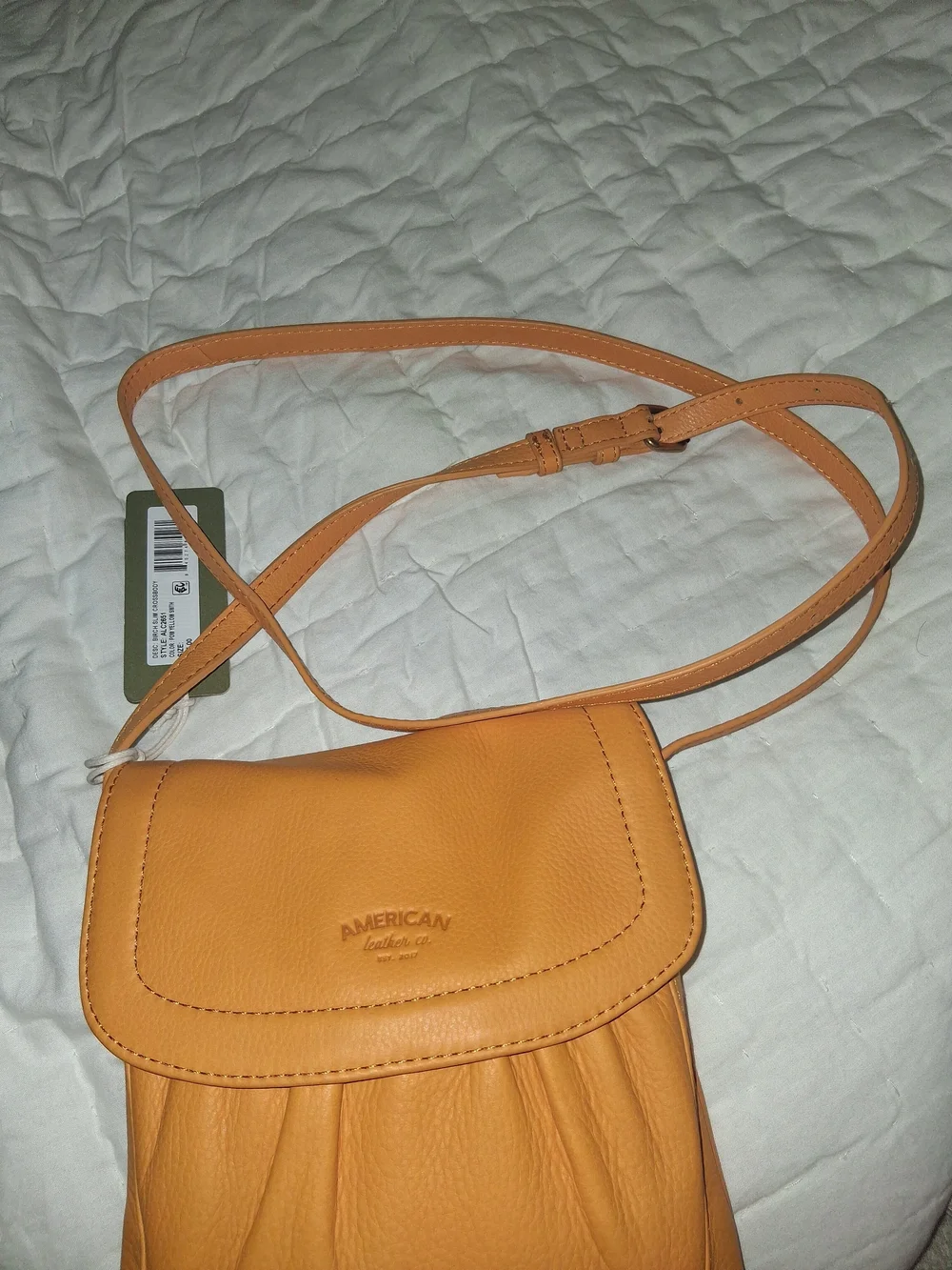 American Leather Golden Yellow Pebbled Leather Crossbody Bag